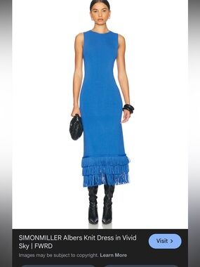 Simon Miller Vivid Sky Blue Sleeveless Fringe Midi Dress